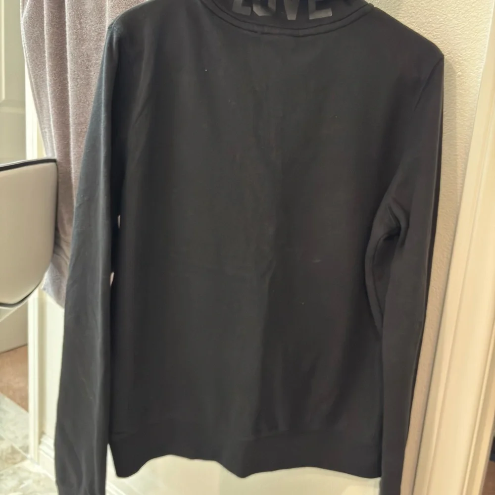 Black Pullover Sweatshirt Animal Print Zebra VS Half Zip large - Picture 4 of 5